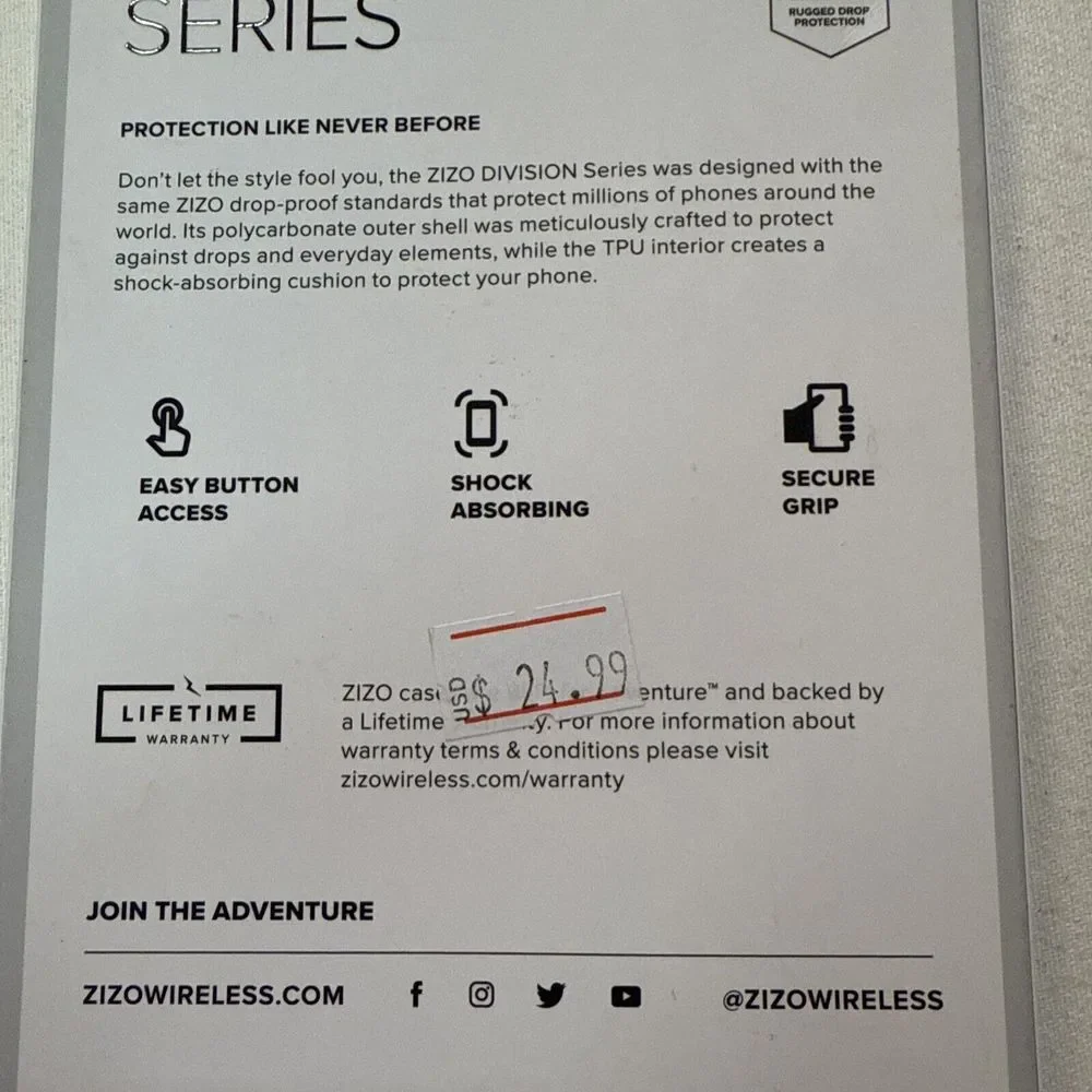 Zilo Division Series Cricket Icon 2 Phone Case Nylon Black, Shock Absorbing, NIB